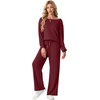 image:imageGRECERELLE 2026 Womens Athleisure Set Sweatshirt amp Wide Leg SweatpantsWine Red