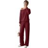 image:imageGRECERELLE 2026 Womens Athleisure Set Sweatshirt amp Wide Leg SweatpantsWine Red