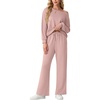 image:imageGRECERELLE 2026 Womens Athleisure Set Sweatshirt amp Wide Leg SweatpantsRose Pink