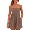image:imageGRECERELLE Cotton Summer Rompers for Women 2026 Athleisure Jumpsuit ShortsBrown