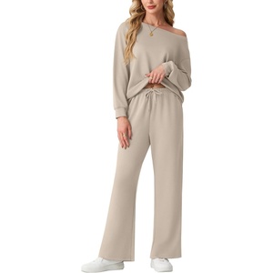 image:imageGRECERELLE 2026 Womens Athleisure Set Sweatshirt amp Wide Leg SweatpantsOatmeal