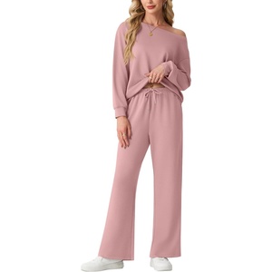 image:imageGRECERELLE 2026 Womens Athleisure Set Sweatshirt amp Wide Leg SweatpantsRose Brown